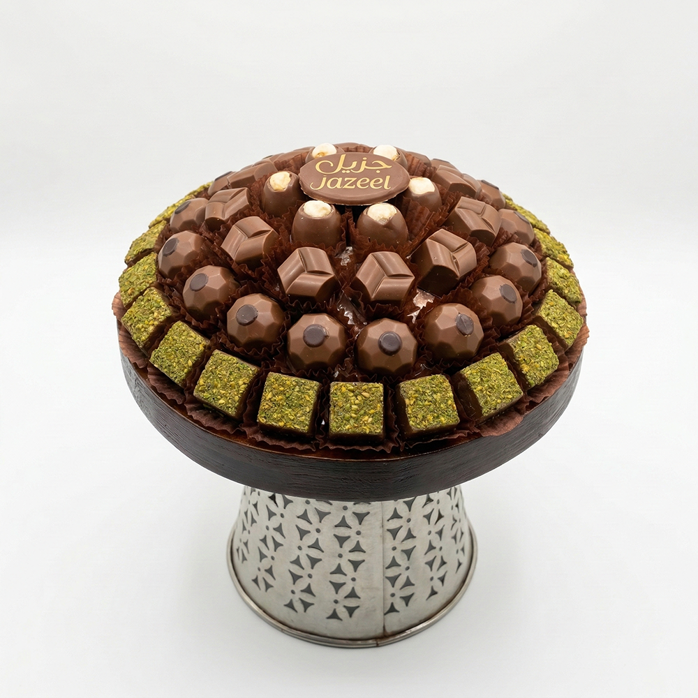 U26 صينية  ستاند خشب بروازفضى  650 جم