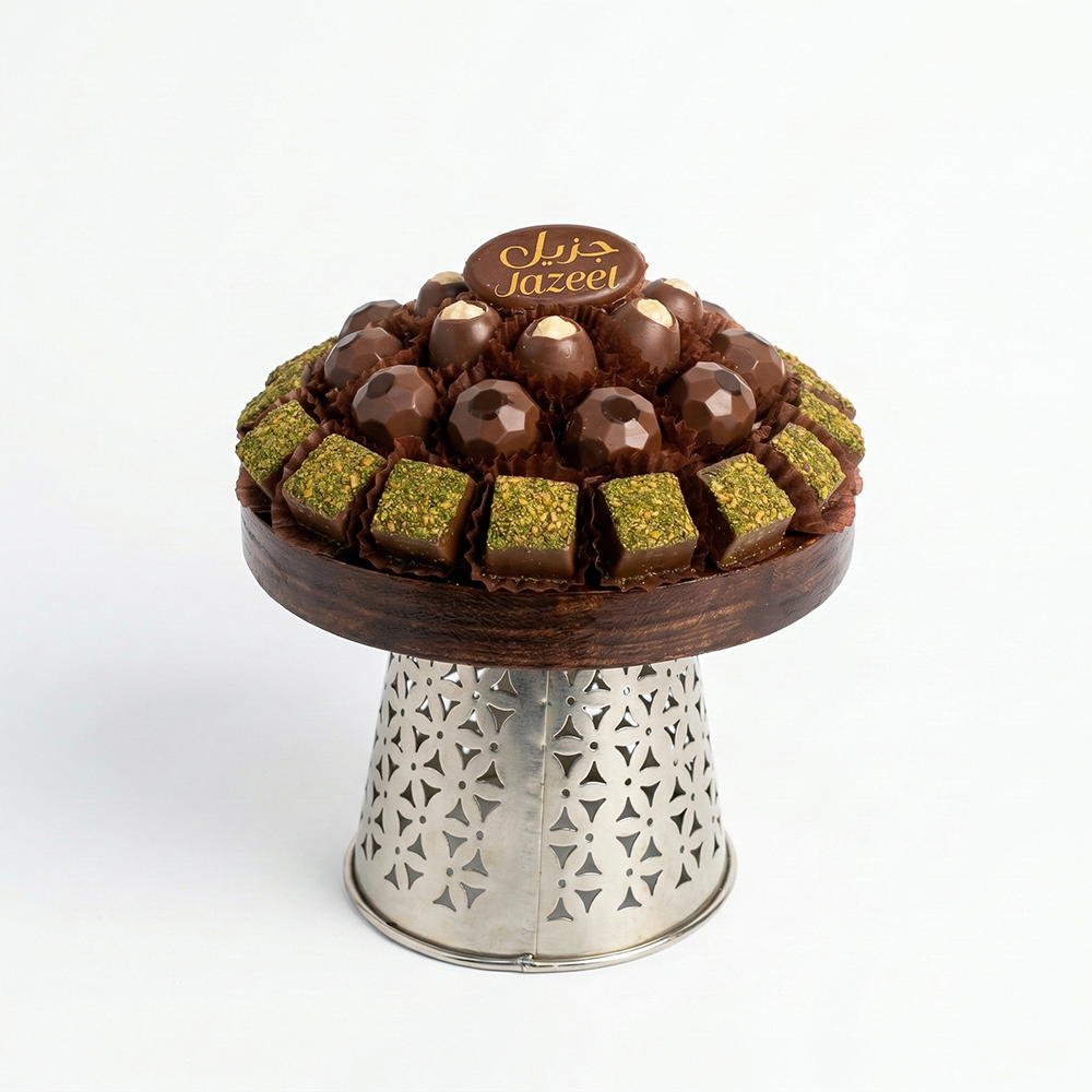 U28 صينية  ستاند خشب بروازفضى  450 جم