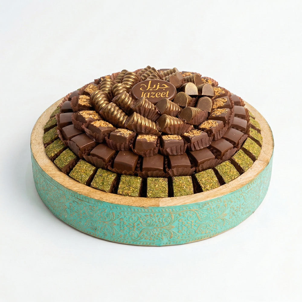 U36 صينية خشب حروف بدون قاعدة اخضر 1050 جم