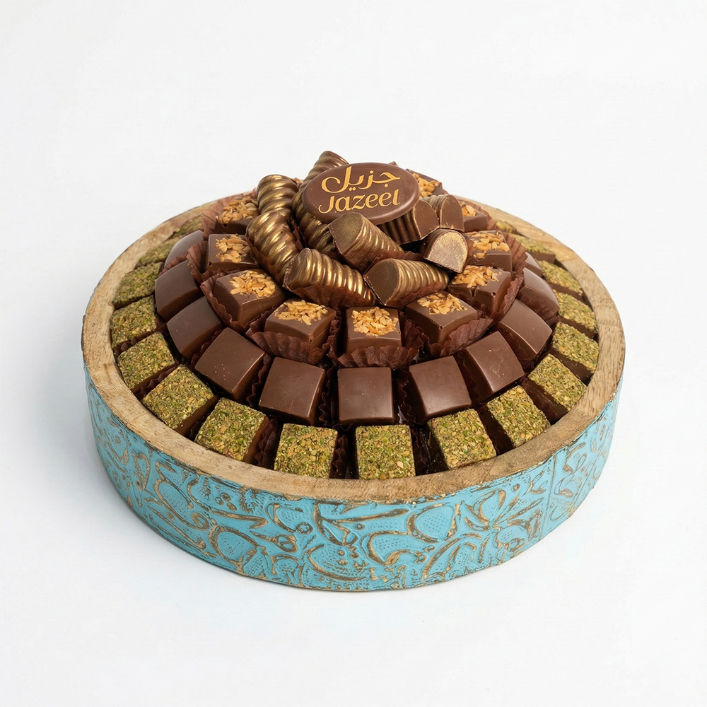 U38 صينية خشب حروف بدون قاعدة ازرق 650 جم