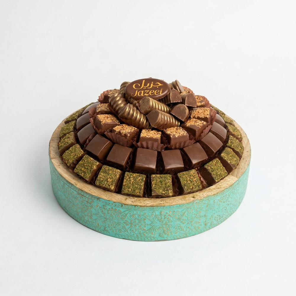 U41 صينية خشب حروف بدون قاعدة  اخضر 650 جم