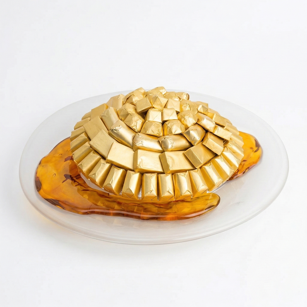 W11 صنيه زجاج عسلى مسطح 1050 جم