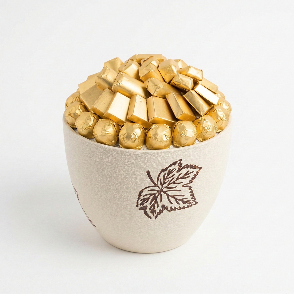 W15  صينية سيراميك ديكور ورقة بني 700 جم